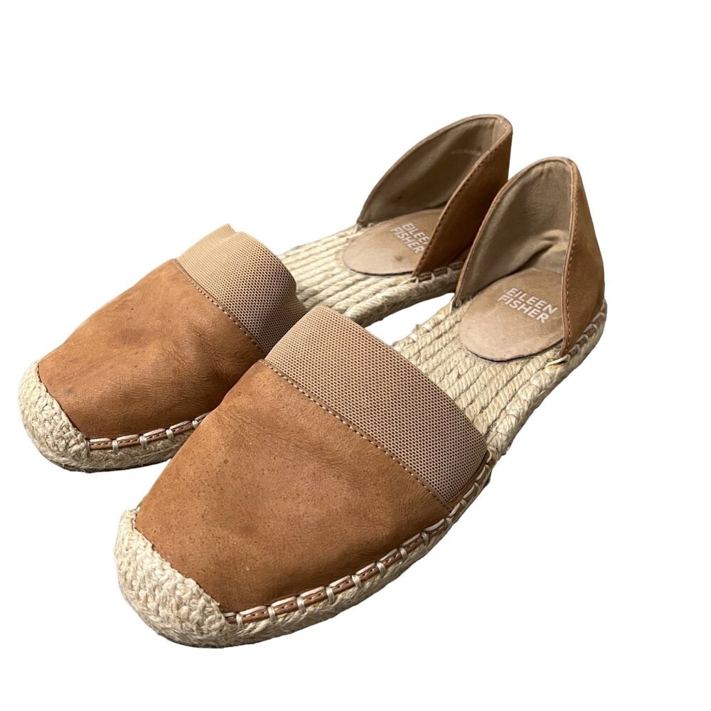 Eileen Fisher Womens Tan Lady Nu D'orsay Espadrille Flat Slip On Shoes Size 5